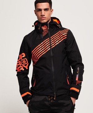 Superdry Diagonal Snow Cagoule Férfi Kabát Fekete/Piros | NVZMS4671